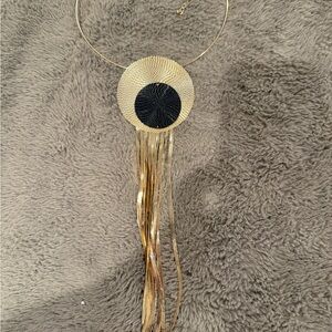Gold and Black Fringe Statement Necklace